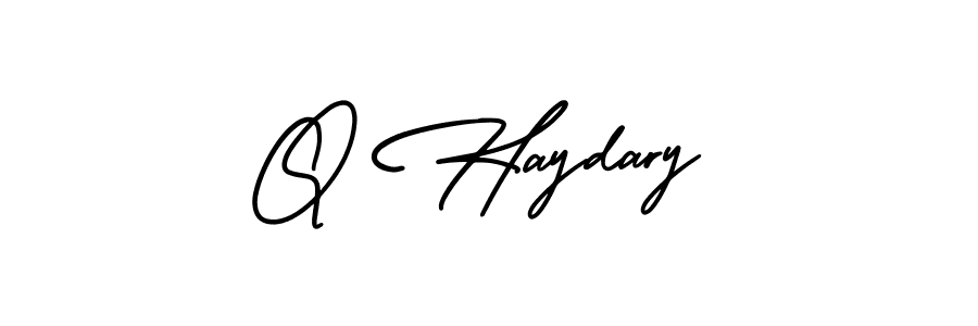 if you are searching for the best signature style for your name Q Haydary. so please give up your signature search. here we have designed multiple signature styles  using AmerikaSignatureDemo-Regular. Q Haydary signature style 3 images and pictures png