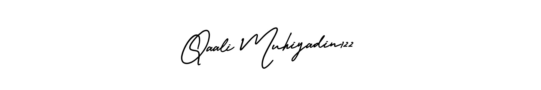 You can use this online signature creator to create a handwritten signature for the name Qaali Muhiyadin122. This is the best online autograph maker. Qaali Muhiyadin122 signature style 3 images and pictures png