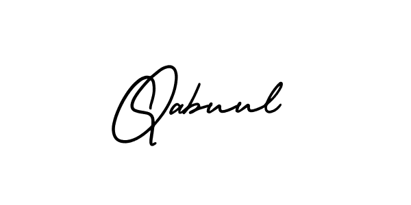 You should practise on your own different ways (AmerikaSignatureDemo-Regular) to write your name (Qabuul) in signature. don't let someone else do it for you. Qabuul signature style 3 images and pictures png