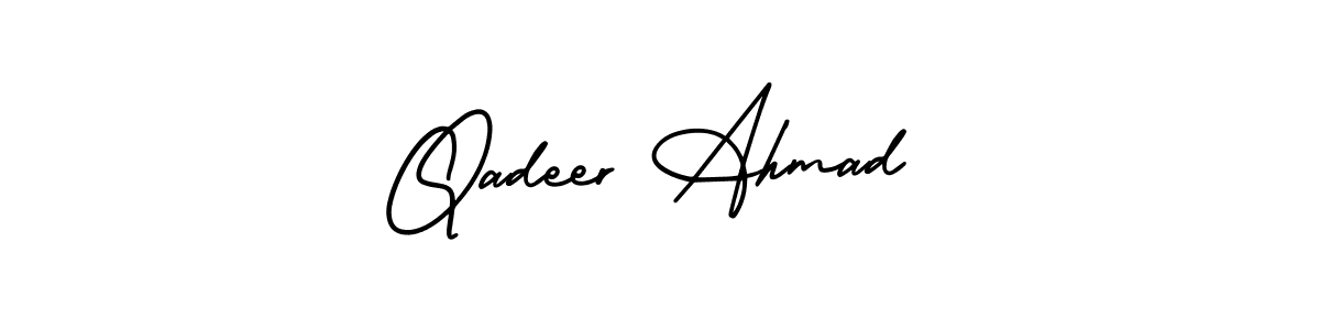 You should practise on your own different ways (AmerikaSignatureDemo-Regular) to write your name (Qadeer Ahmad) in signature. don't let someone else do it for you. Qadeer Ahmad signature style 3 images and pictures png