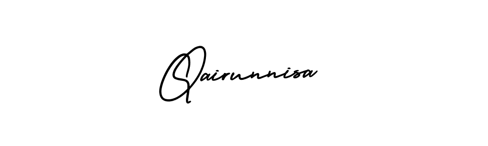 Create a beautiful signature design for name Qairunnisa. With this signature (AmerikaSignatureDemo-Regular) fonts, you can make a handwritten signature for free. Qairunnisa signature style 3 images and pictures png