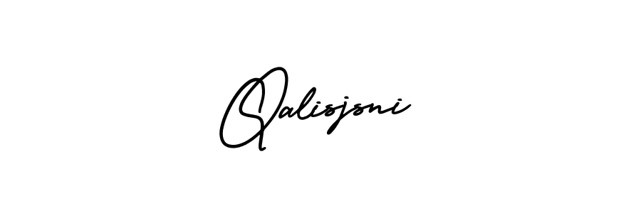 The best way (AmerikaSignatureDemo-Regular) to make a short signature is to pick only two or three words in your name. The name Qalisjsni include a total of six letters. For converting this name. Qalisjsni signature style 3 images and pictures png