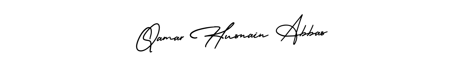 Qamar Husnain Abbas stylish signature style. Best Handwritten Sign (AmerikaSignatureDemo-Regular) for my name. Handwritten Signature Collection Ideas for my name Qamar Husnain Abbas. Qamar Husnain Abbas signature style 3 images and pictures png