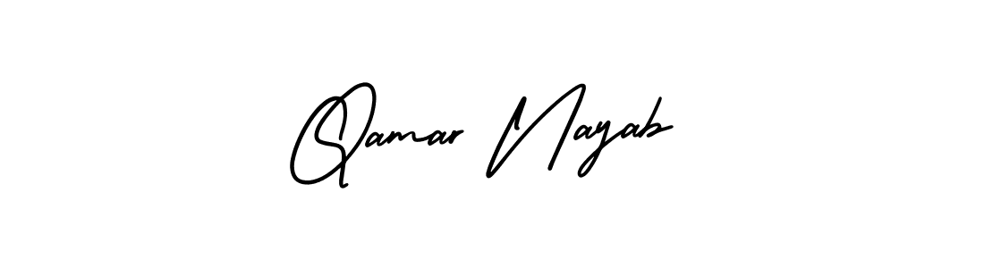 if you are searching for the best signature style for your name Qamar Nayab. so please give up your signature search. here we have designed multiple signature styles  using AmerikaSignatureDemo-Regular. Qamar Nayab signature style 3 images and pictures png