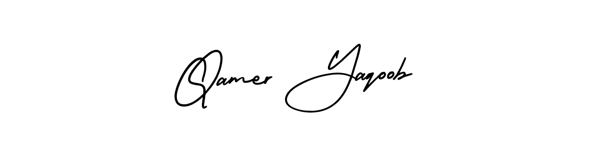 This is the best signature style for the Qamer Yaqoob name. Also you like these signature font (AmerikaSignatureDemo-Regular). Mix name signature. Qamer Yaqoob signature style 3 images and pictures png