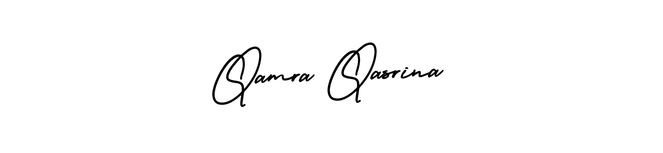 Make a beautiful signature design for name Qamra Qasrina. With this signature (AmerikaSignatureDemo-Regular) style, you can create a handwritten signature for free. Qamra Qasrina signature style 3 images and pictures png