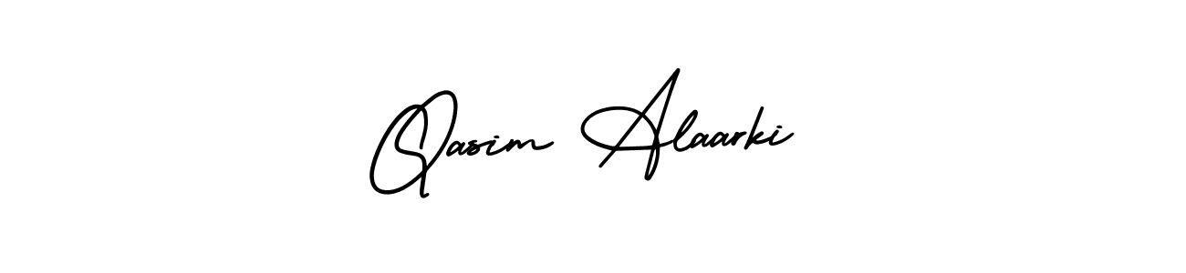 You should practise on your own different ways (AmerikaSignatureDemo-Regular) to write your name (Qasim Alaarki) in signature. don't let someone else do it for you. Qasim Alaarki signature style 3 images and pictures png