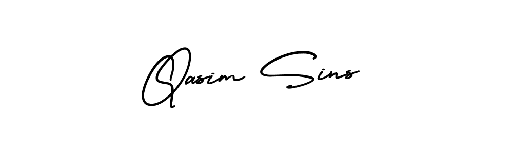 How to make Qasim Sins name signature. Use AmerikaSignatureDemo-Regular style for creating short signs online. This is the latest handwritten sign. Qasim Sins signature style 3 images and pictures png