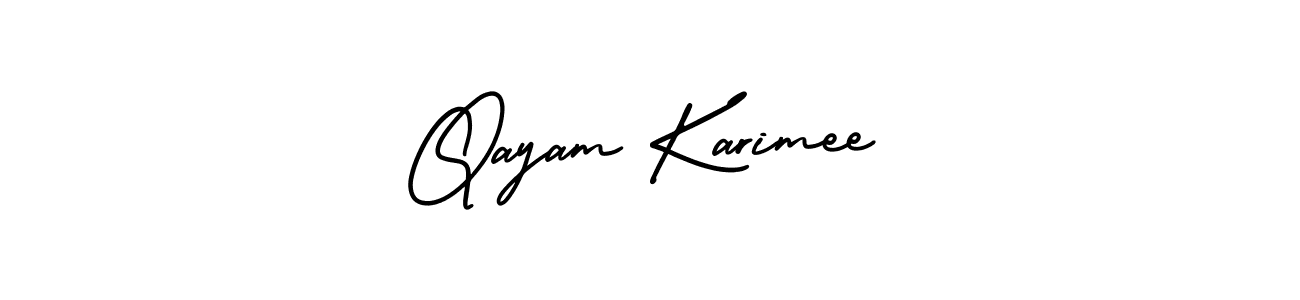 Create a beautiful signature design for name Qayam Karimee. With this signature (AmerikaSignatureDemo-Regular) fonts, you can make a handwritten signature for free. Qayam Karimee signature style 3 images and pictures png