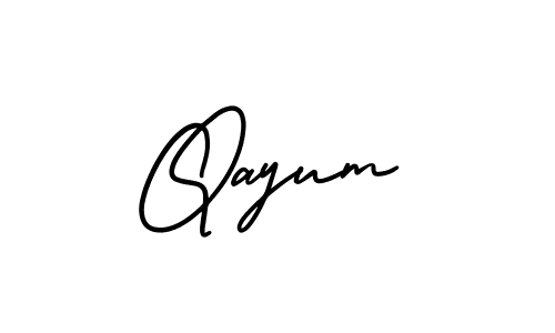 You should practise on your own different ways (AmerikaSignatureDemo-Regular) to write your name (Qayum) in signature. don't let someone else do it for you. Qayum signature style 3 images and pictures png
