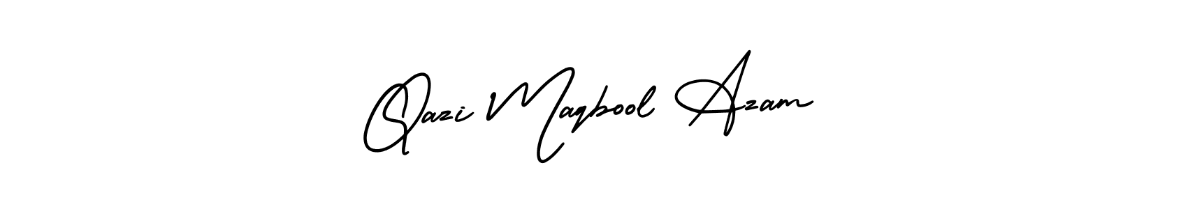 You should practise on your own different ways (AmerikaSignatureDemo-Regular) to write your name (Qazi Maqbool Azam) in signature. don't let someone else do it for you. Qazi Maqbool Azam signature style 3 images and pictures png