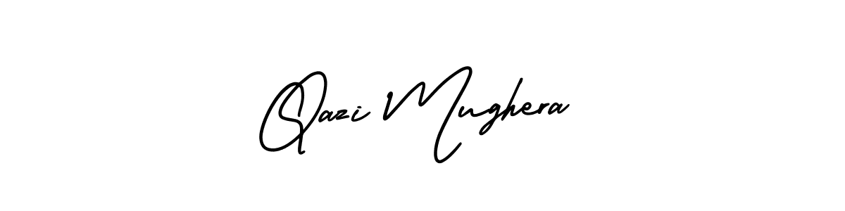 This is the best signature style for the Qazi Mughera name. Also you like these signature font (AmerikaSignatureDemo-Regular). Mix name signature. Qazi Mughera signature style 3 images and pictures png