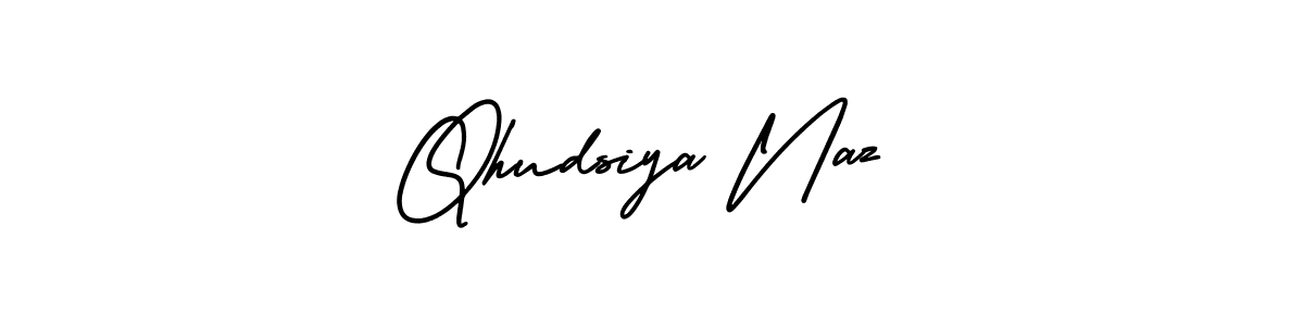 This is the best signature style for the Qhudsiya Naz name. Also you like these signature font (AmerikaSignatureDemo-Regular). Mix name signature. Qhudsiya Naz signature style 3 images and pictures png