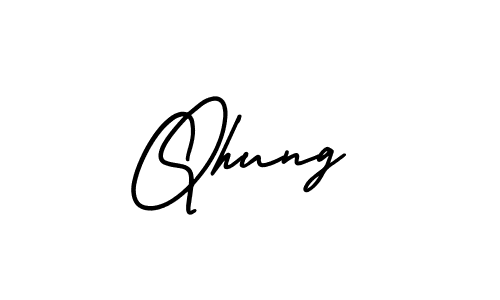 Qhung stylish signature style. Best Handwritten Sign (AmerikaSignatureDemo-Regular) for my name. Handwritten Signature Collection Ideas for my name Qhung. Qhung signature style 3 images and pictures png