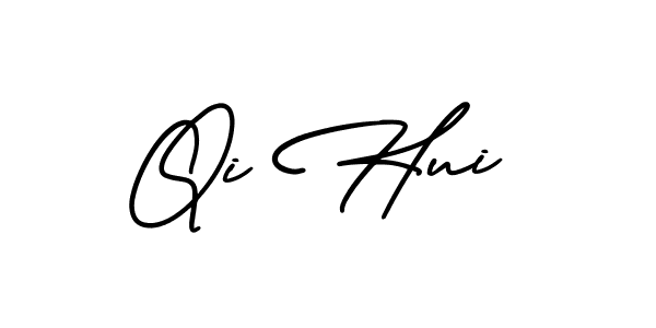 Qi Hui stylish signature style. Best Handwritten Sign (AmerikaSignatureDemo-Regular) for my name. Handwritten Signature Collection Ideas for my name Qi Hui. Qi Hui signature style 3 images and pictures png