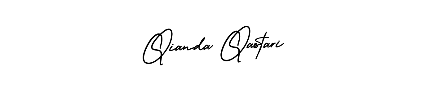 Create a beautiful signature design for name Qianda Qastari. With this signature (AmerikaSignatureDemo-Regular) fonts, you can make a handwritten signature for free. Qianda Qastari signature style 3 images and pictures png