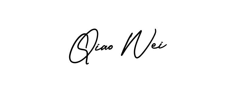 Make a beautiful signature design for name Qiao Wei. With this signature (AmerikaSignatureDemo-Regular) style, you can create a handwritten signature for free. Qiao Wei signature style 3 images and pictures png