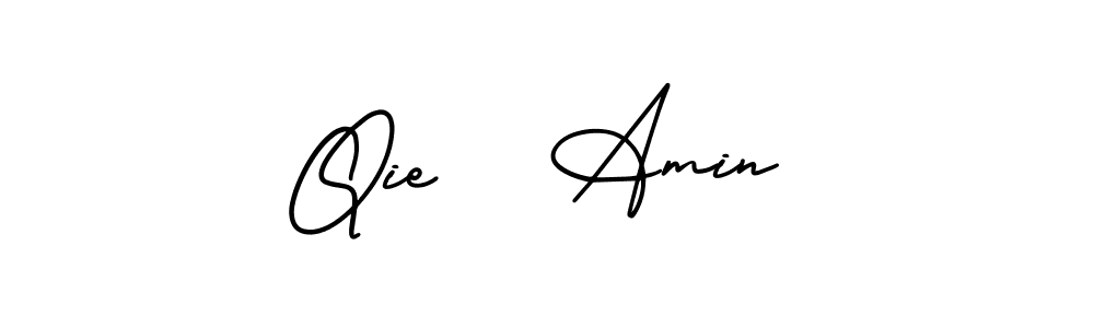 Qie   Amin stylish signature style. Best Handwritten Sign (AmerikaSignatureDemo-Regular) for my name. Handwritten Signature Collection Ideas for my name Qie   Amin. Qie   Amin signature style 3 images and pictures png