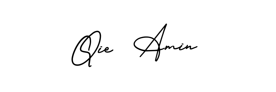 You should practise on your own different ways (AmerikaSignatureDemo-Regular) to write your name (Qie  Amin) in signature. don't let someone else do it for you. Qie  Amin signature style 3 images and pictures png