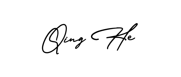 Similarly AmerikaSignatureDemo-Regular is the best handwritten signature design. Signature creator online .You can use it as an online autograph creator for name Qing He. Qing He signature style 3 images and pictures png