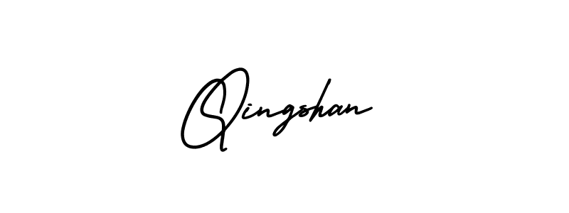 The best way (AmerikaSignatureDemo-Regular) to make a short signature is to pick only two or three words in your name. The name Qingshan include a total of six letters. For converting this name. Qingshan signature style 3 images and pictures png