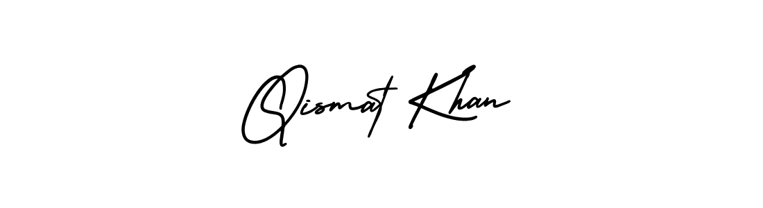 You should practise on your own different ways (AmerikaSignatureDemo-Regular) to write your name (Qismat Khan) in signature. don't let someone else do it for you. Qismat Khan signature style 3 images and pictures png