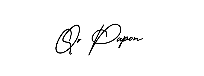 Use a signature maker to create a handwritten signature online. With this signature software, you can design (AmerikaSignatureDemo-Regular) your own signature for name Qr Papon. Qr Papon signature style 3 images and pictures png