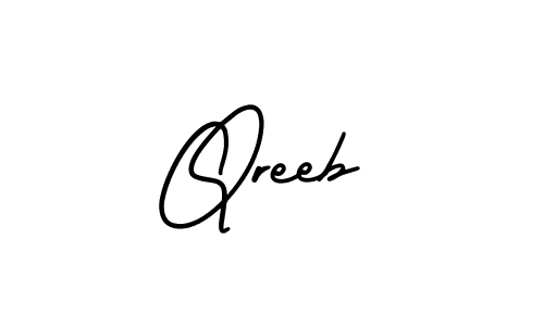 Use a signature maker to create a handwritten signature online. With this signature software, you can design (AmerikaSignatureDemo-Regular) your own signature for name Qreeb. Qreeb signature style 3 images and pictures png