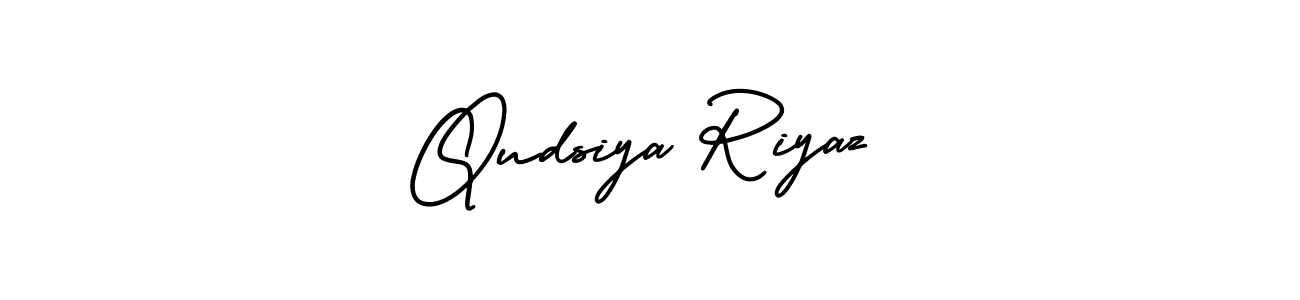 How to make Qudsiya Riyaz name signature. Use AmerikaSignatureDemo-Regular style for creating short signs online. This is the latest handwritten sign. Qudsiya Riyaz signature style 3 images and pictures png