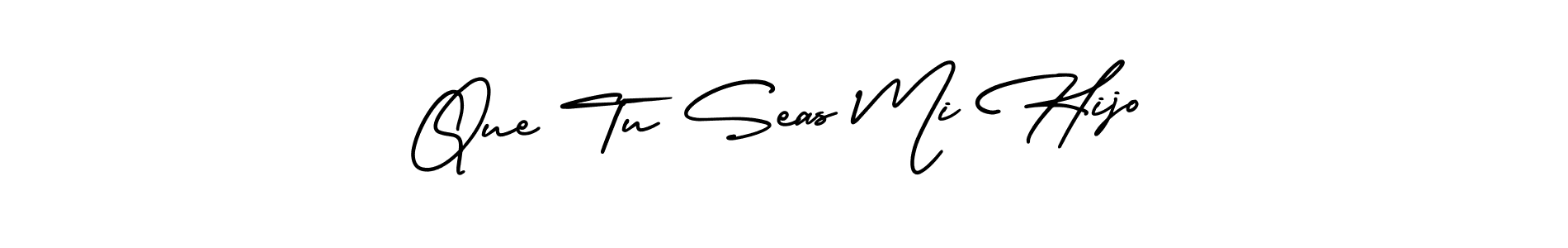 You should practise on your own different ways (AmerikaSignatureDemo-Regular) to write your name (Que Tu Seas Mi Hijo) in signature. don't let someone else do it for you. Que Tu Seas Mi Hijo signature style 3 images and pictures png