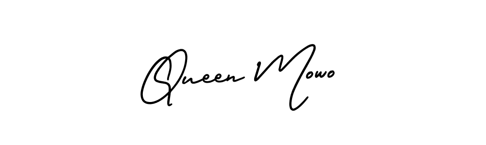 You should practise on your own different ways (AmerikaSignatureDemo-Regular) to write your name (Queen Mowo) in signature. don't let someone else do it for you. Queen Mowo signature style 3 images and pictures png