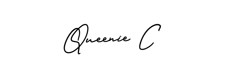 How to make Queenie C name signature. Use AmerikaSignatureDemo-Regular style for creating short signs online. This is the latest handwritten sign. Queenie C signature style 3 images and pictures png