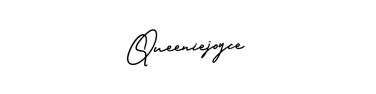 The best way (AmerikaSignatureDemo-Regular) to make a short signature is to pick only two or three words in your name. The name Queeniejoyce include a total of six letters. For converting this name. Queeniejoyce signature style 3 images and pictures png