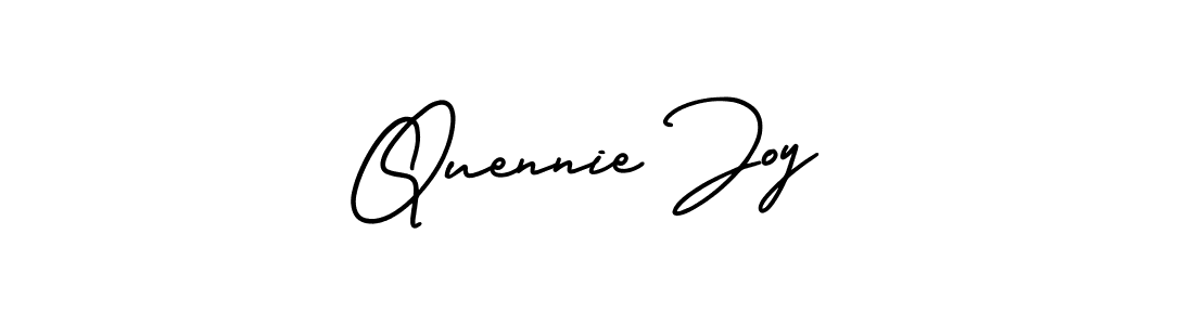 You should practise on your own different ways (AmerikaSignatureDemo-Regular) to write your name (Quennie Joy) in signature. don't let someone else do it for you. Quennie Joy signature style 3 images and pictures png
