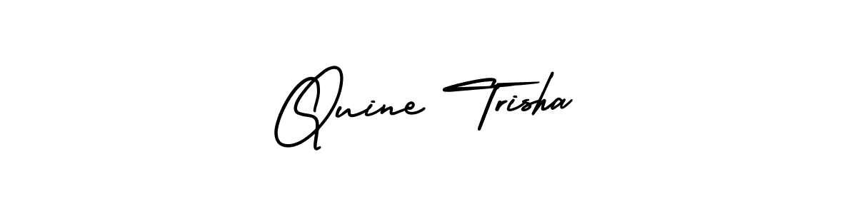 The best way (AmerikaSignatureDemo-Regular) to make a short signature is to pick only two or three words in your name. The name Quine Trisha include a total of six letters. For converting this name. Quine Trisha signature style 3 images and pictures png