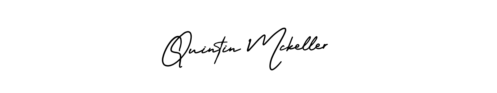 You should practise on your own different ways (AmerikaSignatureDemo-Regular) to write your name (Quintin Mckeller) in signature. don't let someone else do it for you. Quintin Mckeller signature style 3 images and pictures png