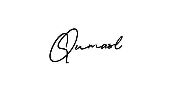 The best way (AmerikaSignatureDemo-Regular) to make a short signature is to pick only two or three words in your name. The name Qumasl include a total of six letters. For converting this name. Qumasl signature style 3 images and pictures png