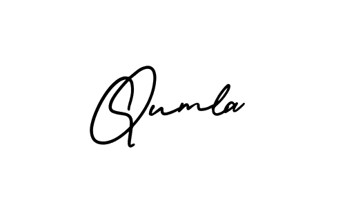 The best way (AmerikaSignatureDemo-Regular) to make a short signature is to pick only two or three words in your name. The name Qumla include a total of six letters. For converting this name. Qumla signature style 3 images and pictures png