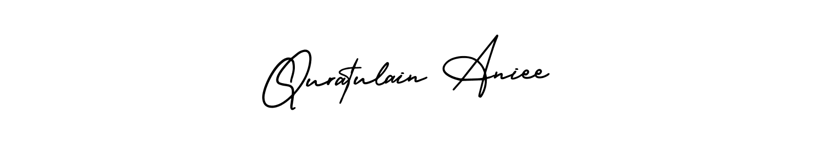 The best way (AmerikaSignatureDemo-Regular) to make a short signature is to pick only two or three words in your name. The name Quratulain Aniee include a total of six letters. For converting this name. Quratulain Aniee signature style 3 images and pictures png