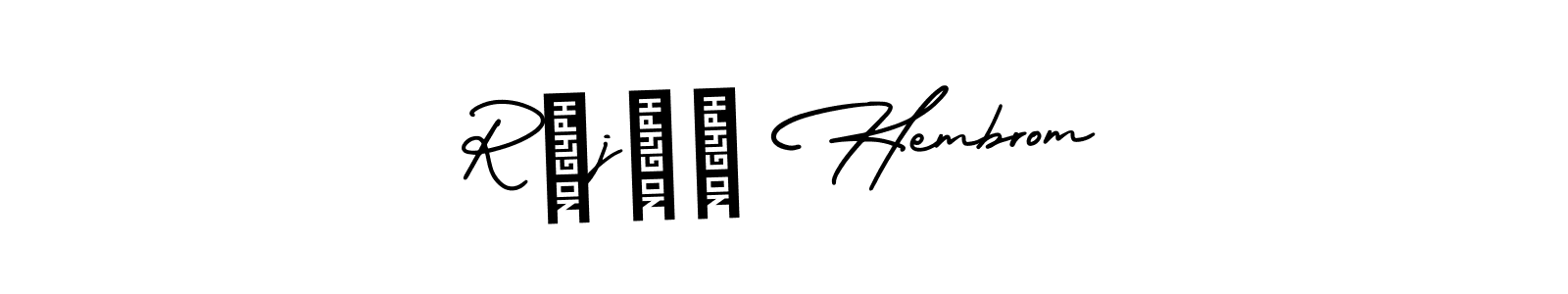 The best way (AmerikaSignatureDemo-Regular) to make a short signature is to pick only two or three words in your name. The name Rãjêñ Hembrom include a total of six letters. For converting this name. Rãjêñ Hembrom signature style 3 images and pictures png