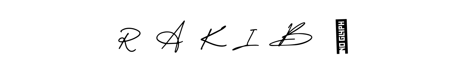 You should practise on your own different ways (AmerikaSignatureDemo-Regular) to write your name (R  A  K  I  B  シ) in signature. don't let someone else do it for you. R  A  K  I  B  シ signature style 3 images and pictures png