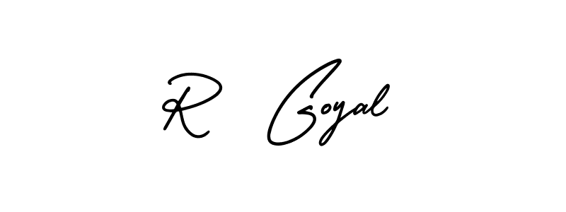 if you are searching for the best signature style for your name R  Goyal. so please give up your signature search. here we have designed multiple signature styles  using AmerikaSignatureDemo-Regular. R  Goyal signature style 3 images and pictures png