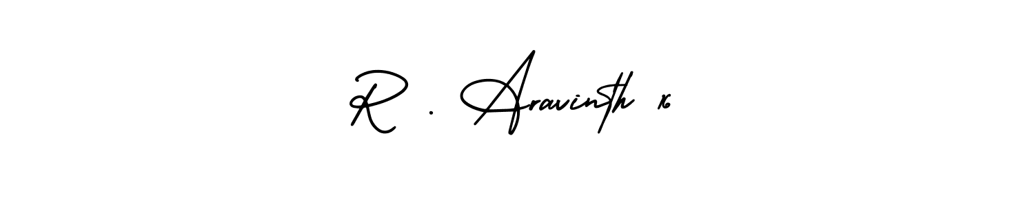 Make a beautiful signature design for name R . Aravinth 16. With this signature (AmerikaSignatureDemo-Regular) style, you can create a handwritten signature for free. R . Aravinth 16 signature style 3 images and pictures png