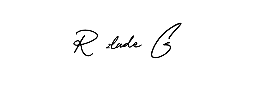 Use a signature maker to create a handwritten signature online. With this signature software, you can design (AmerikaSignatureDemo-Regular) your own signature for name R 2lade G. R 2lade G signature style 3 images and pictures png