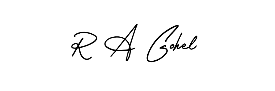 How to Draw R A Gohel signature style? AmerikaSignatureDemo-Regular is a latest design signature styles for name R A Gohel. R A Gohel signature style 3 images and pictures png