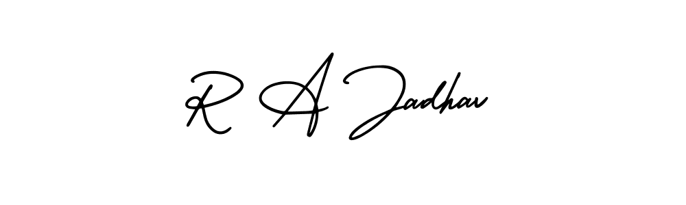 How to make R A Jadhav signature? AmerikaSignatureDemo-Regular is a professional autograph style. Create handwritten signature for R A Jadhav name. R A Jadhav signature style 3 images and pictures png