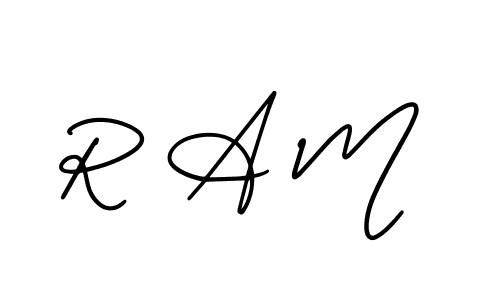 Design your own signature with our free online signature maker. With this signature software, you can create a handwritten (AmerikaSignatureDemo-Regular) signature for name R A M. R A M signature style 3 images and pictures png