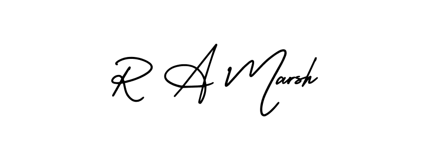 Create a beautiful signature design for name R A Marsh. With this signature (AmerikaSignatureDemo-Regular) fonts, you can make a handwritten signature for free. R A Marsh signature style 3 images and pictures png