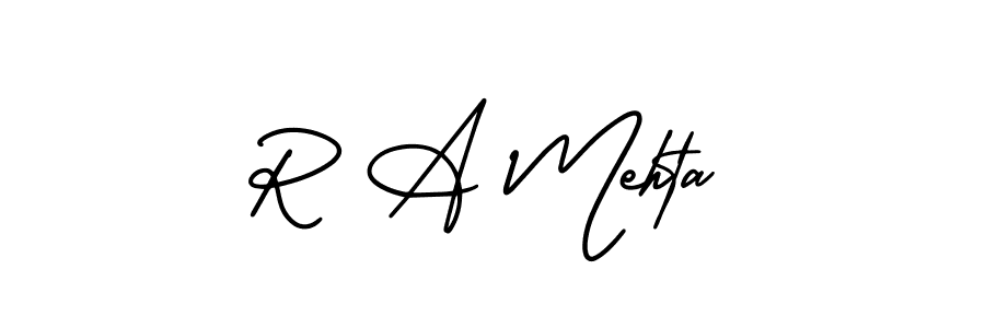 Similarly AmerikaSignatureDemo-Regular is the best handwritten signature design. Signature creator online .You can use it as an online autograph creator for name R A Mehta. R A Mehta signature style 3 images and pictures png
