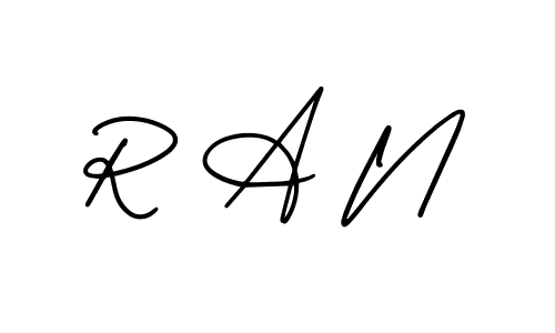 Design your own signature with our free online signature maker. With this signature software, you can create a handwritten (AmerikaSignatureDemo-Regular) signature for name R A N. R A N signature style 3 images and pictures png